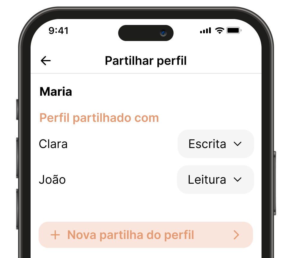 Partilhe com segurança com quem cuida illustration